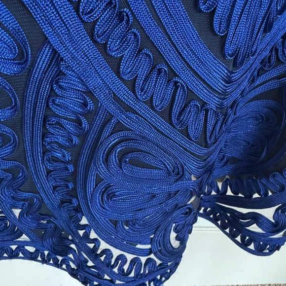 JS COLLECTIONS sleeveless dress, royal blue, and black elegant - Picture 3 of 6